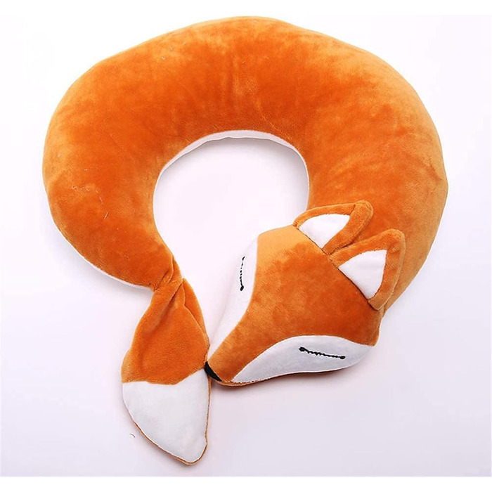 Подушка для шиї для дітей, дорожня подушка, літак, лисиця, U-подібна подушка для шиї у вигляді мультяшних тварин для машини, поїзда (Коричнева А-коричнева)