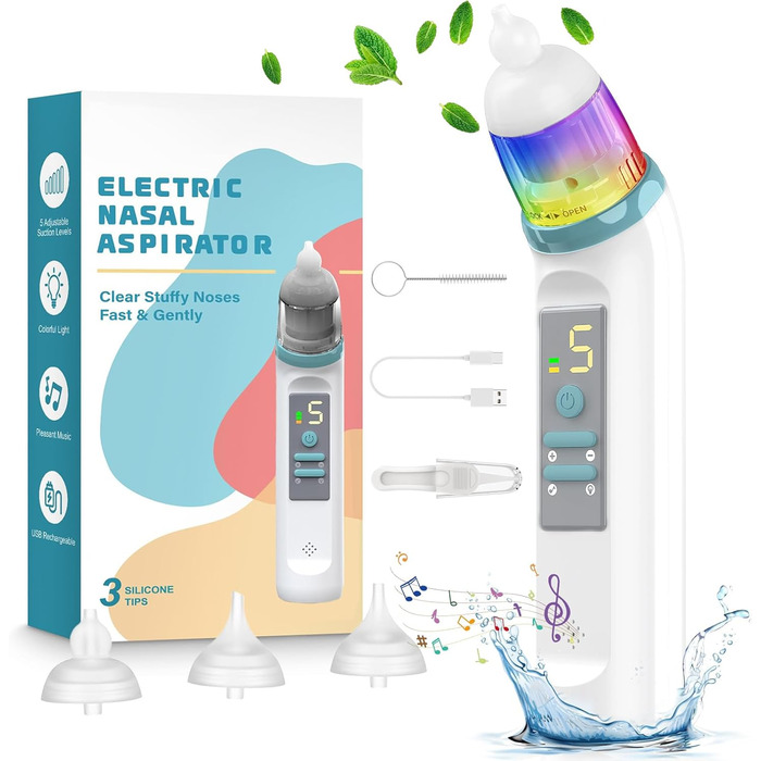 Дитячий назальний аспіратор Daxiongmao, водонепроникний електричний дошкільний автоматичний очищувач IPX7, дитячий назальний аспір
