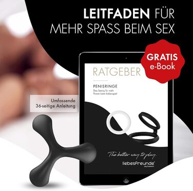 Секс-іграшка Liebesfreunde Dual Penis Ring для чоловіків - кільце для півня та кільце для яєчок для надзвичайно сильної ерекції, чорний