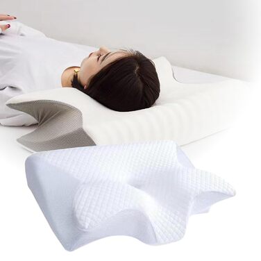 Ергономічна ортопедична подушка для шиї з піни з пам&39яттю форми, зручна подушка для голови, подушка для шиї, подушка для сну з контурною бічною підтримкою, полегшує біль у шиї