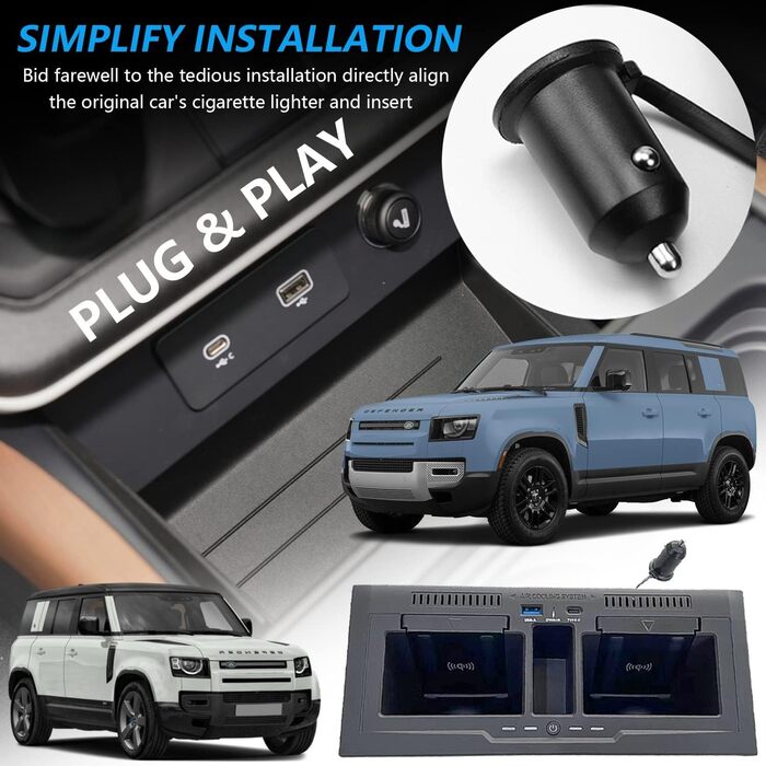 Подвійний бездротовий автомобільний зарядний пристрій для салону Land Rover Defender 90 110 130 X/X-DYNAMIC/V8/CARPATHIAN Edition