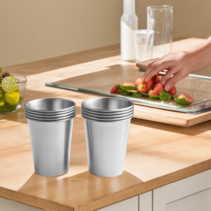 Стаканчик для води з нержавіючої сталі, 350 мл, міцна конструкція з нержавіючої сталі 304, штабельований дизайн для кемпінгу, вечірок та використання на свіжому повітрі