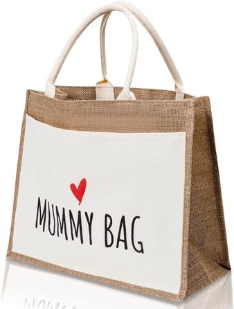 Затишна сумка з джутової тканини подарунок для мами, майбутньої мами або вагітної. Велика сумка для покупок з рафії джутова сумка