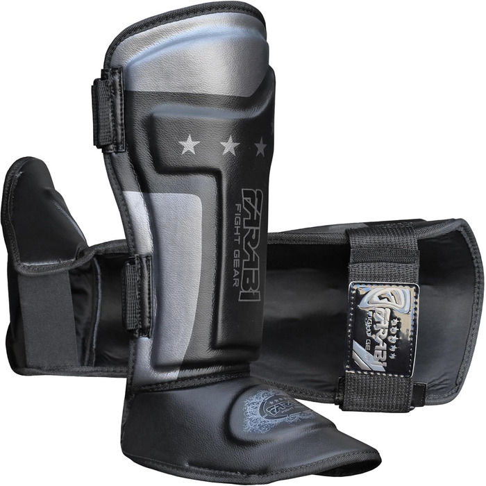 Щитки для гомілок Farabi Sports для дітей, кікбоксингу, ММА, муай-тай захист гомілки для тренувань, спарингу, боксерського спорядження та бойових мистецтв, дитячі, чорні
