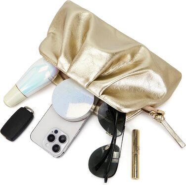 Жіноча вечірня сумка Milisente з клатчем, хмарою та плісованими краями, елегантна маленька сумочка зі штучної шкіри, сумка на плече для весілля на блискавці золотого кольору