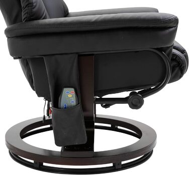 Крісло-реклайнер HOMCOM з підніжкою, поворотне на 360 крісло для телевізора з масажем, функція відкидання, масажне крісло з бічною кишенею, відкидне крісло, штучна шкіра для вітальні, чорний