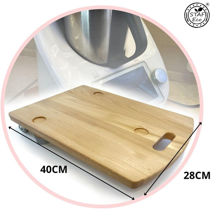 Розсувна дошка STAFECO для аксесуарів Thermomix Premium TM6 TM5 Роликова дошка Слайдер Рухома та безпечна підставка Промаслена дошка Дерево 100 (Масло Дерево)