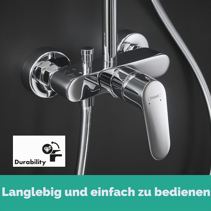 Душова система hansgrohe Crometta S з одноважільним змішувачем, тропічним душем (240 мм), ручною лійкою (2 режими), шлангом та штангою, хром, 27269000