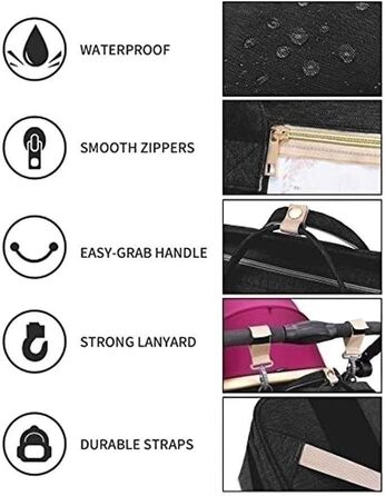 Портативний пеленальний мішок, багатофункціональний пеленальний рюкзак 4-в-1, дитячий дорожній рюкзак для дитячого ліжечка, складн