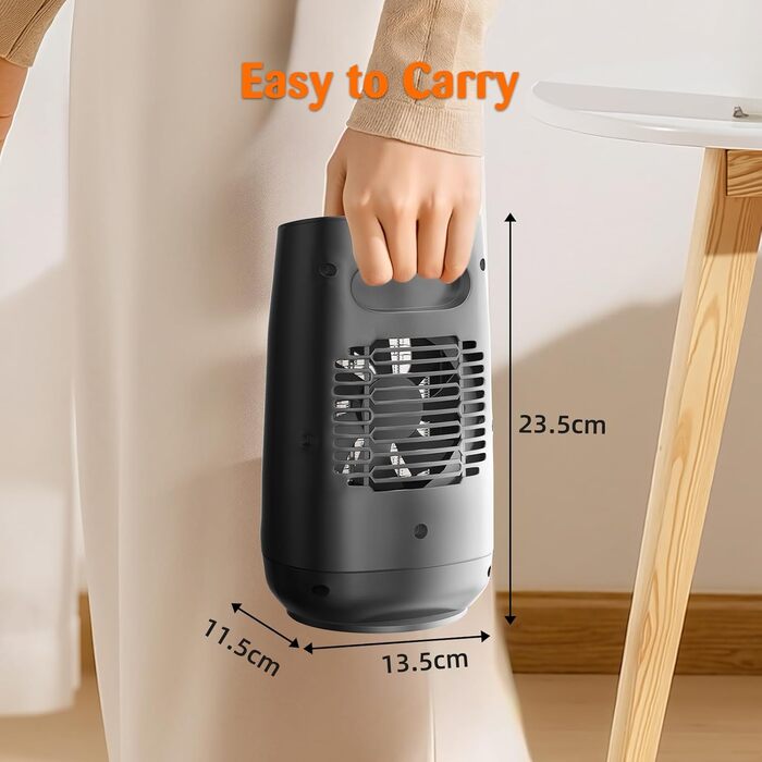 Тепловентилятор GARDTECH, швидконагріваючий обігрівач приміщення потужністю 1500 Вт з функцією повороту, енергозберігаючий радіатор з термостатом для використання в приміщенні, керамічний радіатор із захистом від перегріву та перекидання, дуже великий, жо