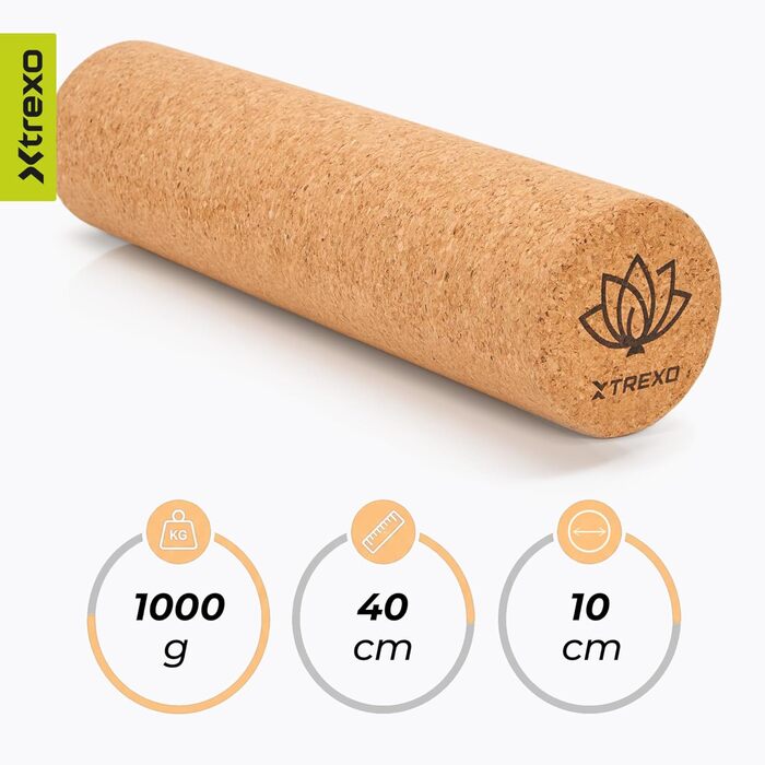 Ролик для тренування тригерних точок XTREXO з коричневого корку 40x10 см, 100 натуральний, екологічно чистий корок. Універсальне використання. Ідеально підходить для йоги, пілатесу, калістеніки та силових тренувань. Ефективне розслаблення м&39язів.