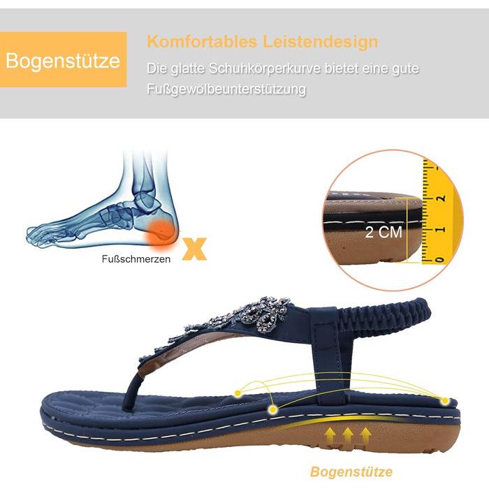 Жіночі літні шльопанці богемного крою на плоскій підошві зі стразами, розмір 36-42 41 EU, темно-сині