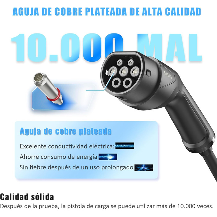 Зарядний кабель EzGoGo Type 2 Schuko 3,68 кВт 1-фазний / 6,1 м / 6-16А, портативна сумка тримач тканина з мікрофібри ремінець для