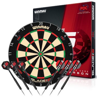 Професійна мішень для дартсу з сизалевої сталі з 2 наборами дротиків Winmau Мішень для дартсу, готовий до турнірів, з найвищою точністю Класичний набір мішень для дартсу для тренувань та змагань