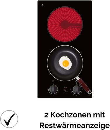 Склокерамічна подвійна конфорка Calor EBK2 DK 9 рівнів потужності 2900 Вт Індикатор залишкового тепла Штепсельні вилки Schuko Низька монтажна глибина 5 см Безкаркасні