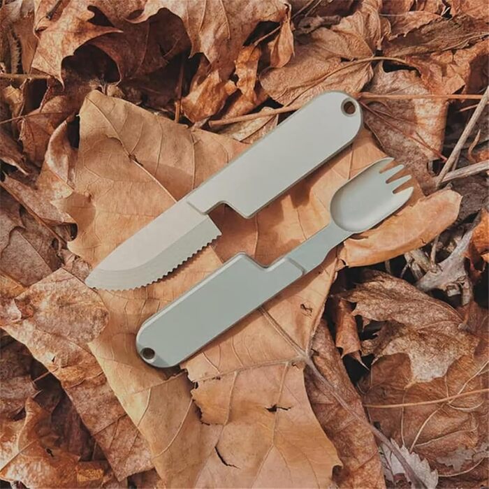 Набір посуду 2 в 1 для кемпінгу, портативний магнітний знімний комплект ложки та виделки, практичний посуд для подорожей, походів, легкий багаторазовий посуд для використання на відкритому повітрі (3)