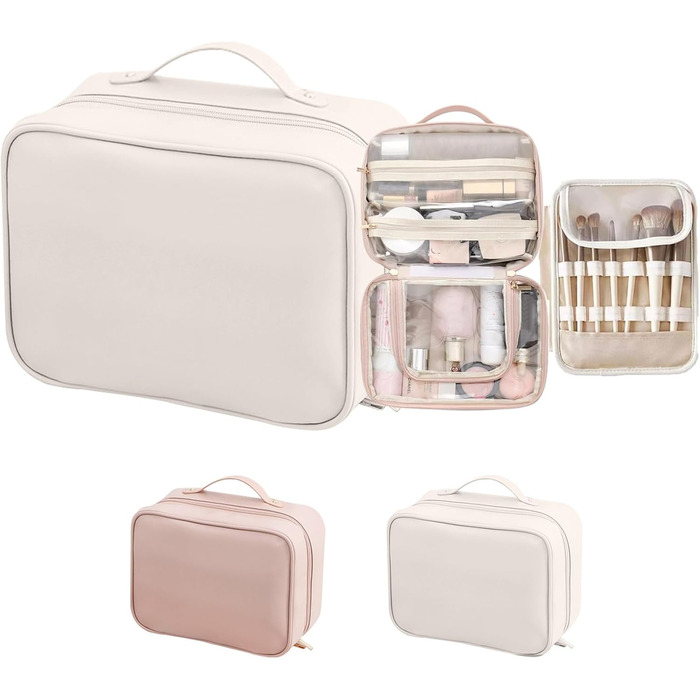 Косметичка, сумка для макіяжу Косметичка для подорожей, водонепроникна косметичка з PU шкіри з відділеннями, портативна косметичка