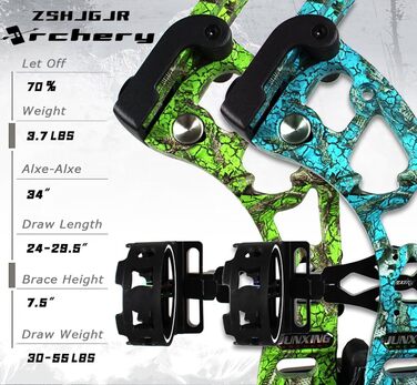 Набір складених луків ZSHJGJR – регульований мисливський та спортивний лук 30–60 lb, 310 fps, для правшів, синій