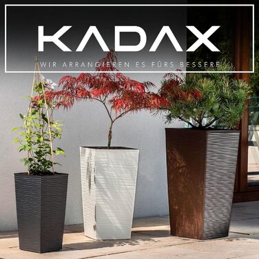 Набір з 3 рослинних горщиків KADAX з внутрішніми горщиками, висота 46,5/57,5/68 см, графіт міцні та всепогодні пластикові горщики для квітів, горщики для використання в приміщенні та на вулиці, висота 46/57/68 см, графіт