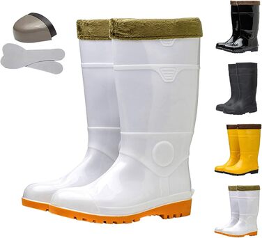 Чоловічі лабораторні гумові чоботи, з теплою підкладкою, високі гумові чоботи до коліна, термоізоляція, вуличні чоботи без шнурівки для риболовлі, полювання та садівництва, нековзні водонепроникні гумові чоботи, Z, 39 1/3 EU