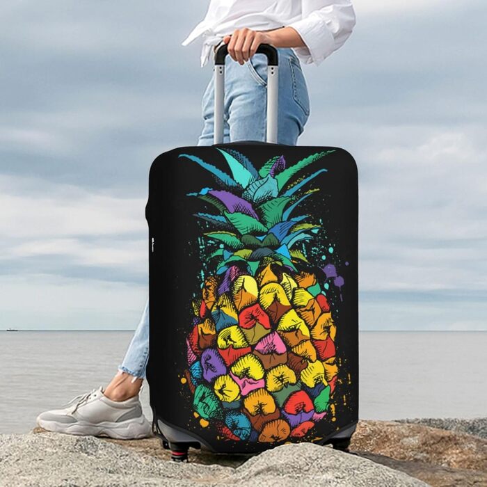 Чохол для валізи Яскравий ананас, міцний захист для багажу, підходить для валіз розміром 45.7-81.3 см, розмір XL, чорний, екстра-великий