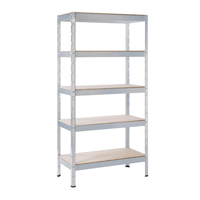 Посилений стелаж SCHULTE Shelf World з 5 дерев&39яними полицями, 180x90x40 см (ВxШxГ), вантажопідйомність на полицю приблизно 90 кг, оцинкований, стелаж для зберігання, стелаж для підвалу, стелаж для майстерні, стелаж без ригелів