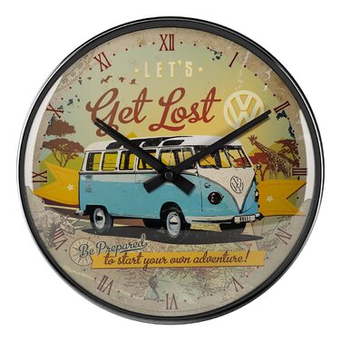Ретро-настінний годинник Nostalgic-Art, Ø 31 см, VW Bulli Let's Get Lost
