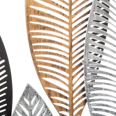 Настінний декор Листя - Метал 37 x 65 см - Різнокольоровий см Чорний