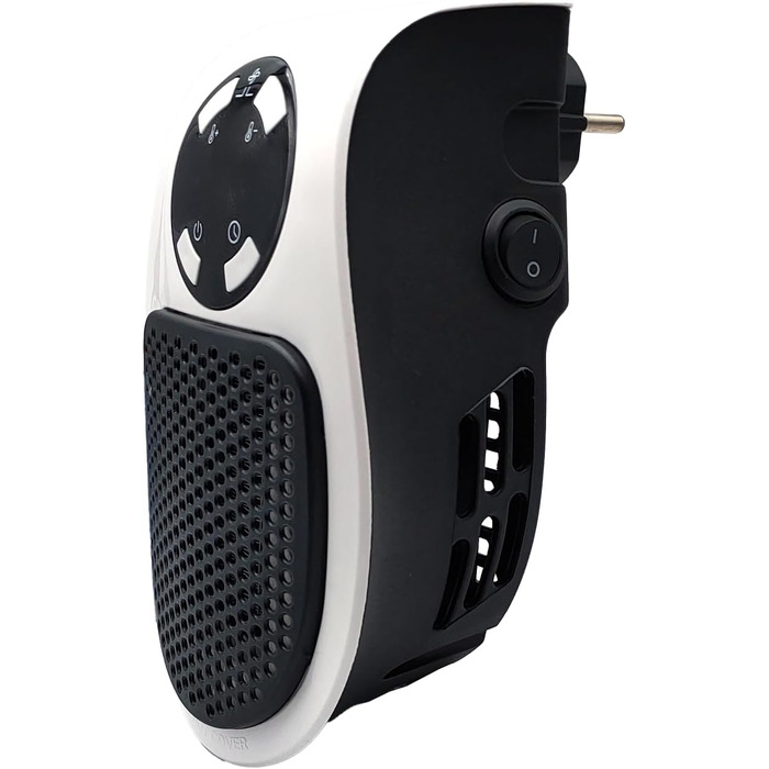 Електричний обігрівач, що підключається до мережі, 500 Вт, енергозберігаючий, тихий термовентилятор з термостатом 15-32C, 12-годинний таймер, світлодіодний дисплей, дві швидкості, автоматичне вимкнення