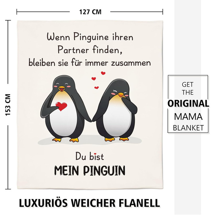Подарунок на День святого Валентина для нього/неї, подарунки &quotЯ тебе кохаю&quot для жінок та чоловіків, персоналізована ковдра з пінгвіном, для партнера, подарунок на річницю для нього/неї, подарунок на День святого Валентина 157x132 см