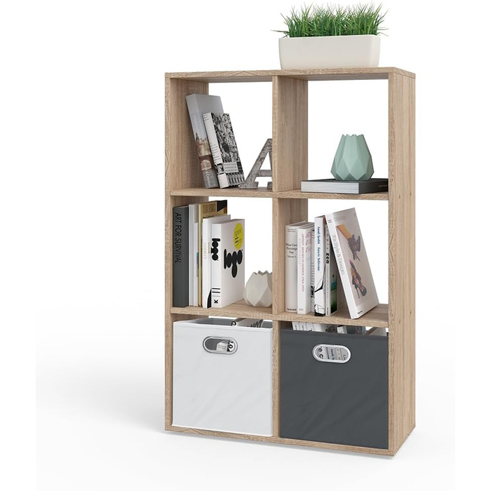 Квадратна перегородка для кімнати Vicco, книжкова шафа, Sonoma, 72 x 107,8 см Sonoma 72x107,8x29 см