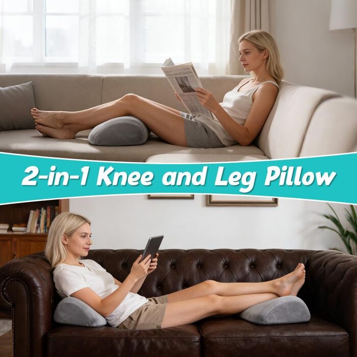 Подушка для колін, подушка для підняття ніг, подушка для ніг, подушка для колін для сну, ергономічна подушка з позиціонування з піни з пам&39яттю форми для колін та ніг (світло-сіра)