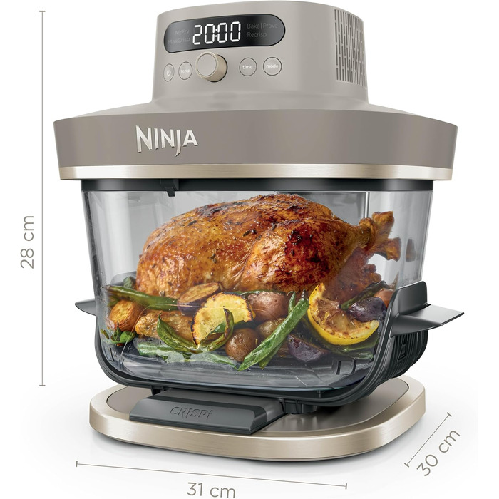 Аерофритюрниця Ninja CRISPi PRO XL зі скляною чашею, 5 функцій, колір Stone Gold