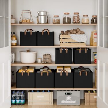 Кошики для зберігання тканини StorageWorks, складні полиці, коробки для зберігання, великі органайзери для шафи з ручками, органайзер для одягу, іграшок, светрів, чорний, 2 предмети, 42 x 30,5 x 26 см