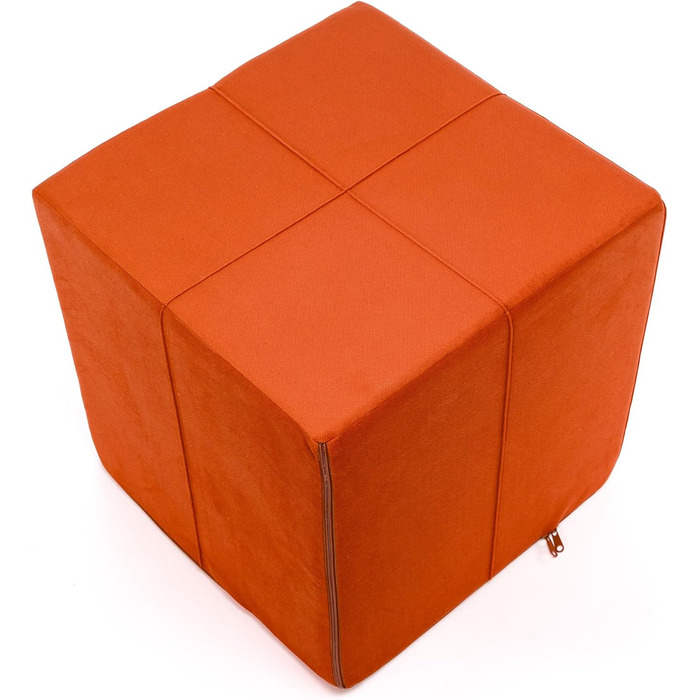 Пуф для ніг, штучна шкіра/мікрофібра, кубоподібний куб, пуф/оттоманка/підставка для ніг для вітальні, декор для дому, 40x40x40 см, Faber Orange A44