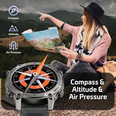 Розумний годинник SOUYIE для чоловіків з GPS, офлайн-картами та 6-супутниковою навігацією, водонепроникність 5 атм, 21 день роботи від батареї, голосовий помічник зі штучним інтелектом, 178 спортивних режимів, фітнес-трекер з монітором серцевого ритму та 