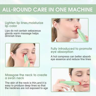 Масажер для очей TOUCHBeauty, ультразвуковий масажер для очей з функцією нагрівання 40 та червоним світлодіодним світловим терапевтичним пристроєм проти старіння проти зморшок, що перезаряджається AG-1980KG (зелений)