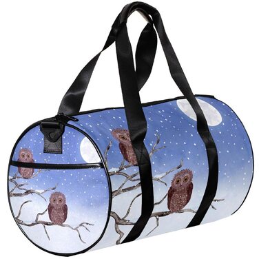 Спортивна сумка, маленька дорожня сумка, сумка для шопінгу та йоги, Зимовий місяць сови, сумка для фітнесу на відкритому повітрі, ручна поклажа
