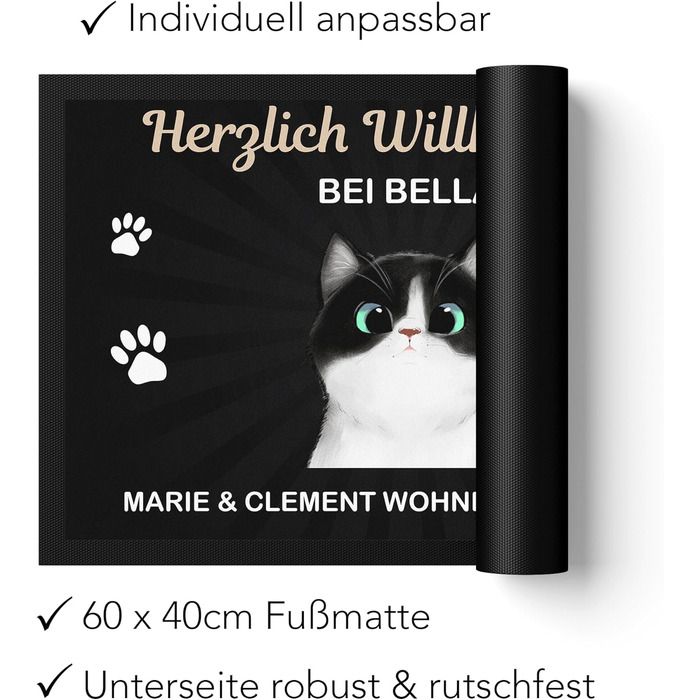 Персоналізований килимок для котячих дверей для власників котів, мам та тат-котів Килимок для дверей з котячим мотивом у подарунок Килимок для збору бруду 60x40 см 1 кіт