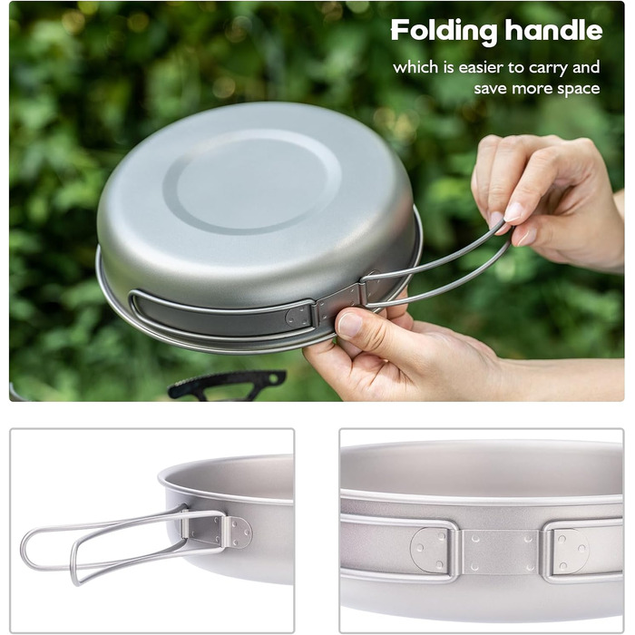 Кемпінгова сковорода 18 см Сковорода зі складною ручкою Ультралегкий дорожній посуд на 1 особу Посуд для пікніка Портативна тарілк