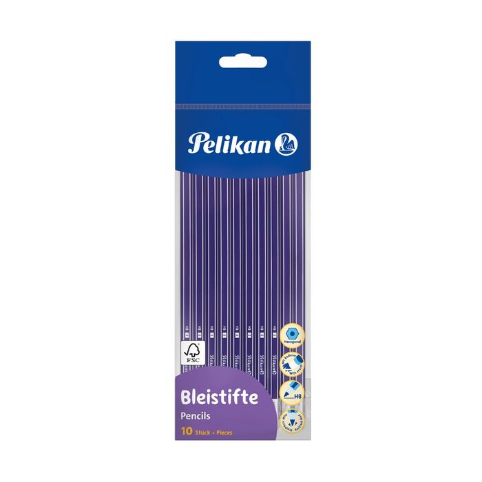 Олівець Pelikan 811132 з гумкою, HB, шестигранний, 10 шт.