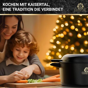 Чавунна каструля KAISERTAL - каструля 2в1 з кришкою 4,8 л та чавунна сковорода 1,8 л - чавунна жаровня з кришкою індукційна - чаву