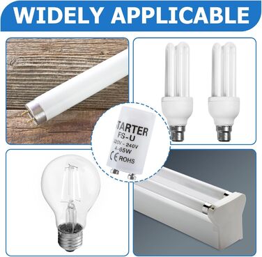 Люмінесцентна лампа на 6 стартерів, універсальний стартер для люмінесцентних ламп ST111, 4-65W, 220-240V, міцний і надійний стартер для люмінесцентних ламп, підходить для побутового та комерційного використання (6 шт.)