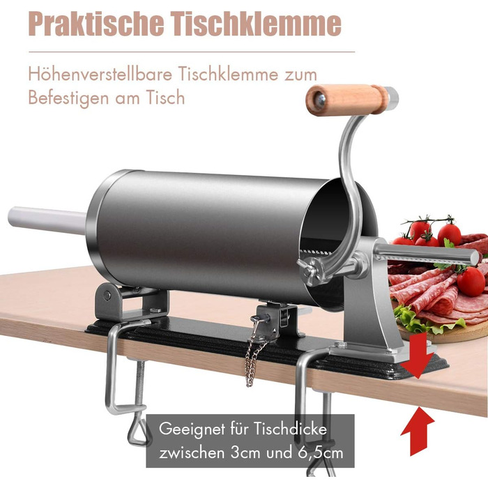 Ручна ковбасна машина, ковбасна машина з нержавіючої сталі, ковбасна машина в комплекті з 4 наповнювальними трубками сріблястого к