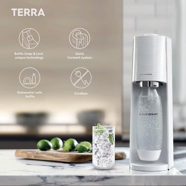 Підкислювач SodaStream Terra, біла пляшка для води Terra White рожевий газ x 1