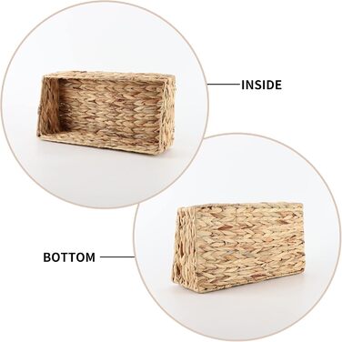 Плетені кошики з водяного гіацинта для організації, плетений трапецієподібний кошик, кошики для комори, трапецієподібний контейнер для зберігання на полицях, шафах та декорі дому (водяний гіацинт)