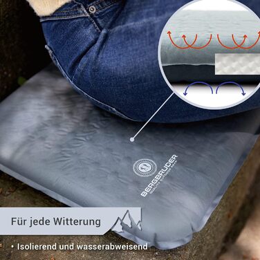 Ультралегка самонадувальна подушка для сидіння - килимок для кемпінгу, термоподушка для вулиці, надувна, сіра, 40 x 30 см