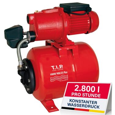 Насосна станція T.I.P. Hauswasserwerk Guss 2800 л/год, продуктивність 42 м, висота напору 600 Вт, 18 л гідроакумулятор. Міцний та тихий насос для поливу та підвищення тиску води, HWW 900/25, 31300