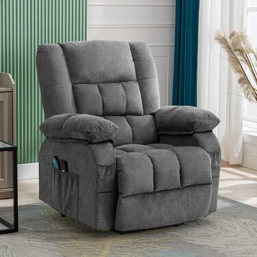 Регульоване крісло для телевізора Bosmiller з електричним підйомником, функцією обігрівача, масажу та підігріву, сірого кольору