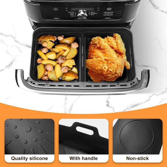 Аксесуари для фритюрниці VIRIECH Ninja, багаторазові аксесуари для подвійної фритюрниці з 8 частин, двокамерна силіконова форма для фритюрниці для Ninja Foodi AF400EU AF500EU та більшість двозонних фритюрниць